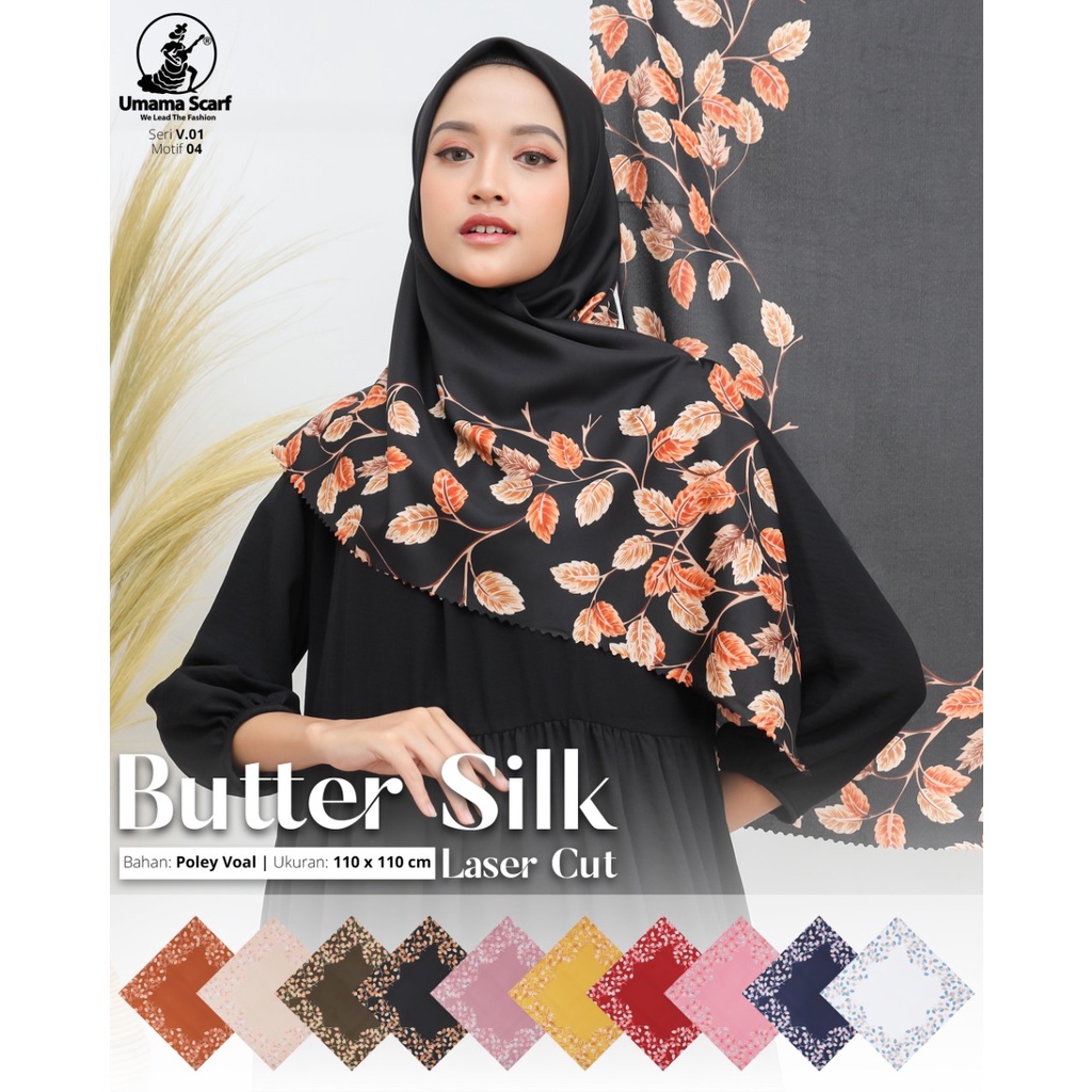 Segiempat Motif Hijab SILK OLIVIA MOTIF UMAMA 110x110 Butter Silk Velvet Motif-Design 4 Butter
