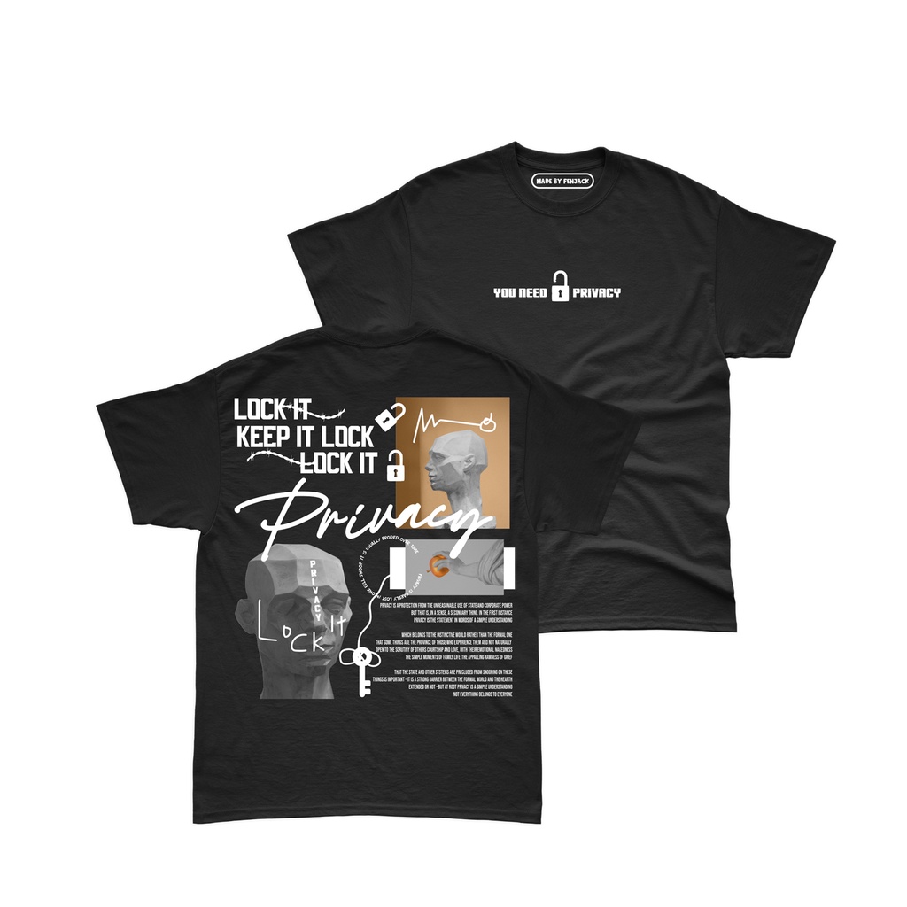 Aviotic Tshirt / Kaos Lengan Pendek PRIVACY ( Sablon ) Unisex Pria &amp; Wanita