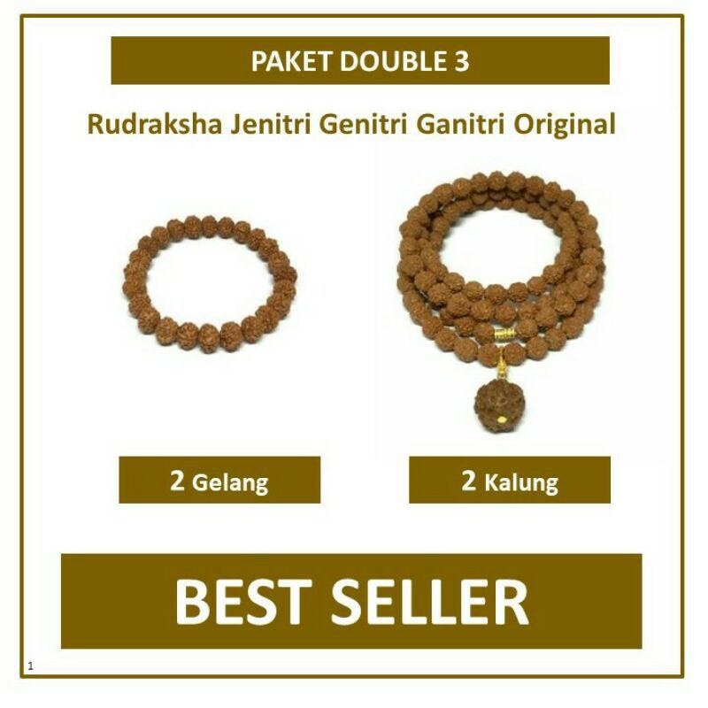 PAKET 3 Kalung Gelang Aksesoris Rudraksha Jenitri Genitri Ganitri Asli