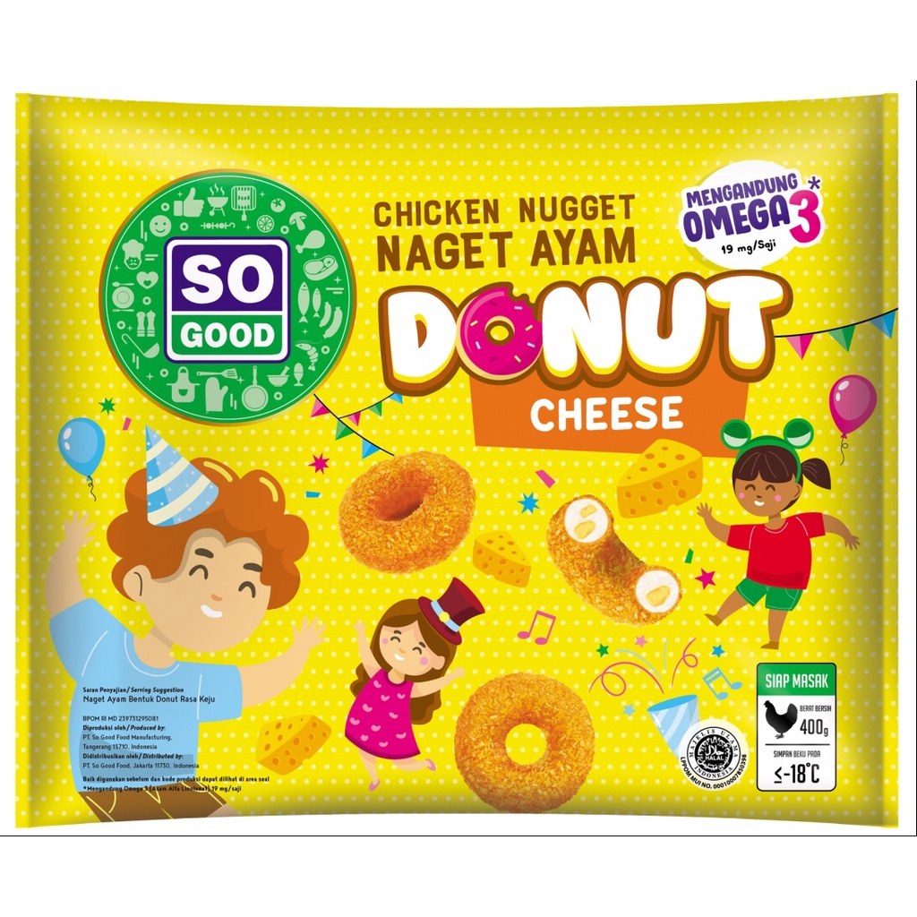 CHEESE CHICKEN NUGGET DONUT SO GOOD  400GR NAGET AYAM KEJU DONAT HALAL