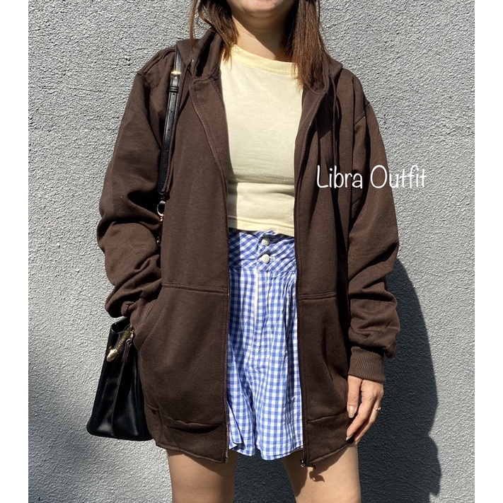 Oversize Hoodie polos Ziper switer jaket Wanita Korea by libra