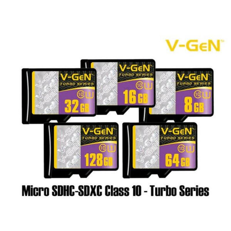 Memory Card microSD 128gb/ 64GB/ 32GB/16GB/ 8gb CLASS10 TURBO SERIES V-GEN