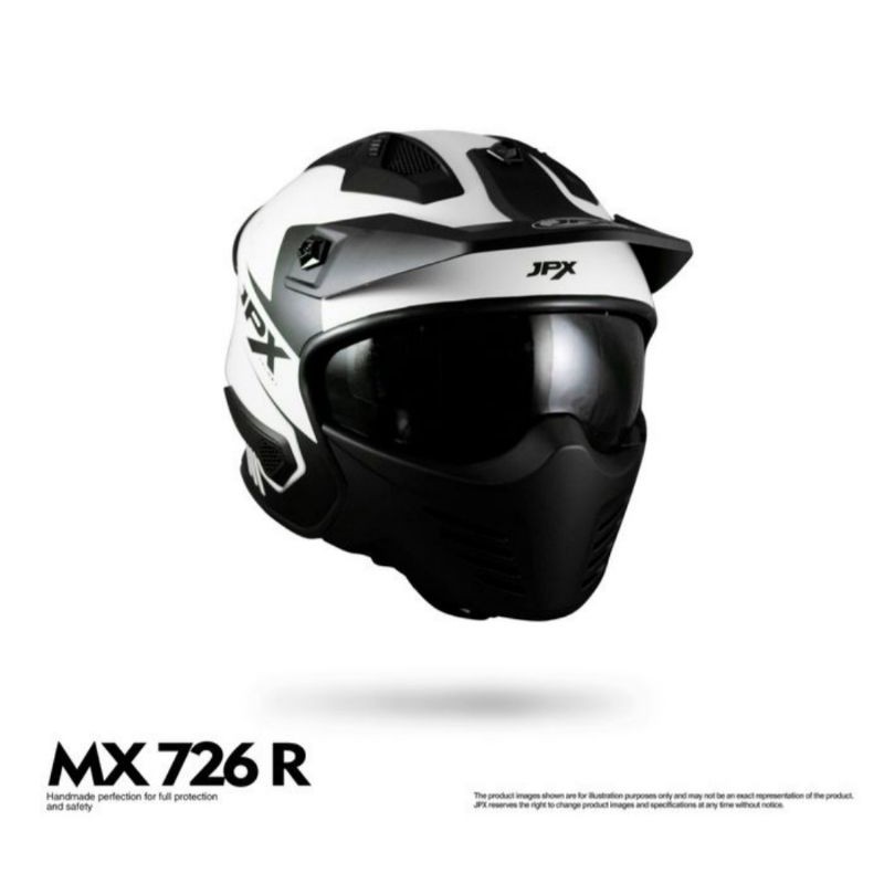 Helm JPX MX 726 R Helm supermoto Warna Putih Doff