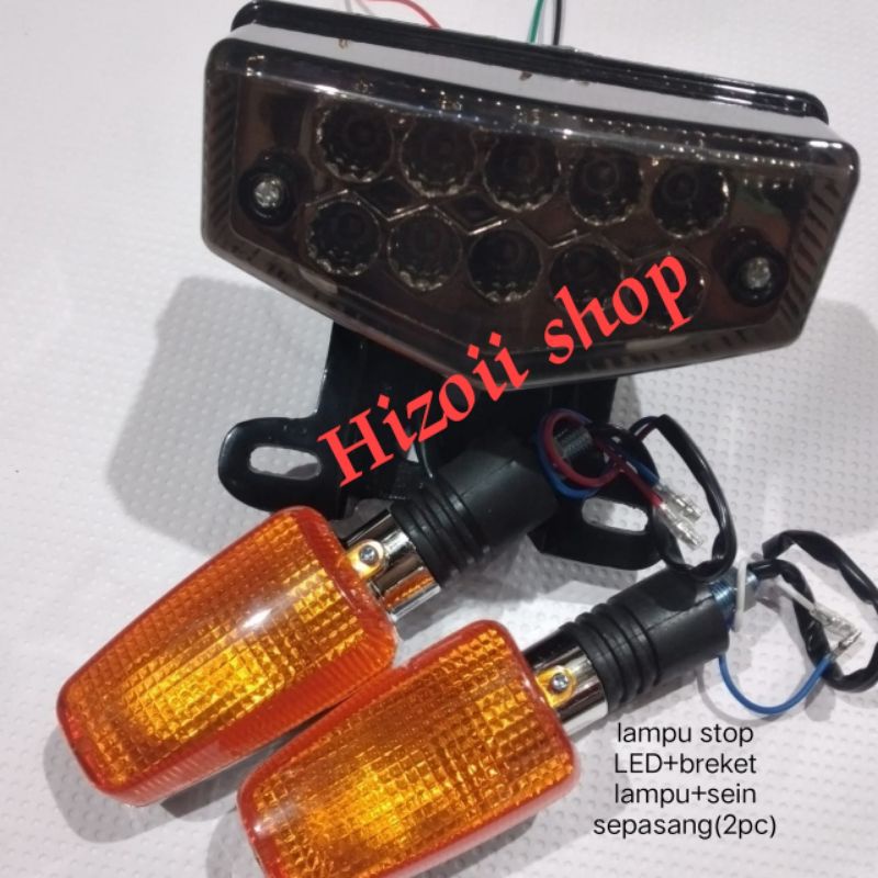 satu set lampu stop lampu belakang LED RX-king, rxking, rx-k+lampu sein depan belakang+breket lampu