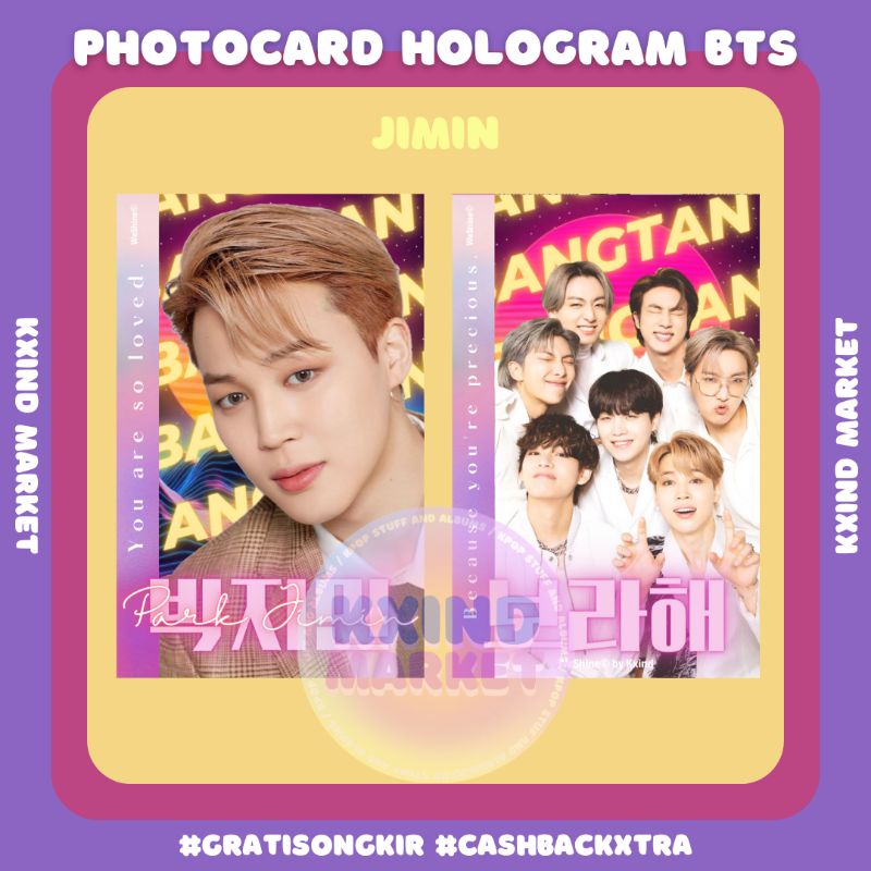 Photocard Hologram BTS / PC holo BTS / custom PC / Jungkook JK Tae v Jimin jin Suga rm Jhope / album