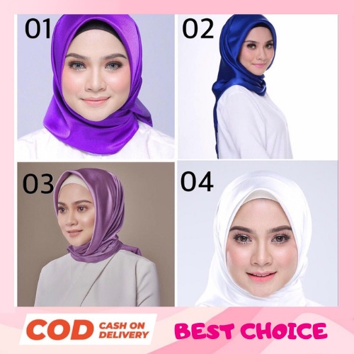 Import JILBAB/HIJAB Segiempat POLOS SATEEN Bahan lembut dan adem dipakai JB001