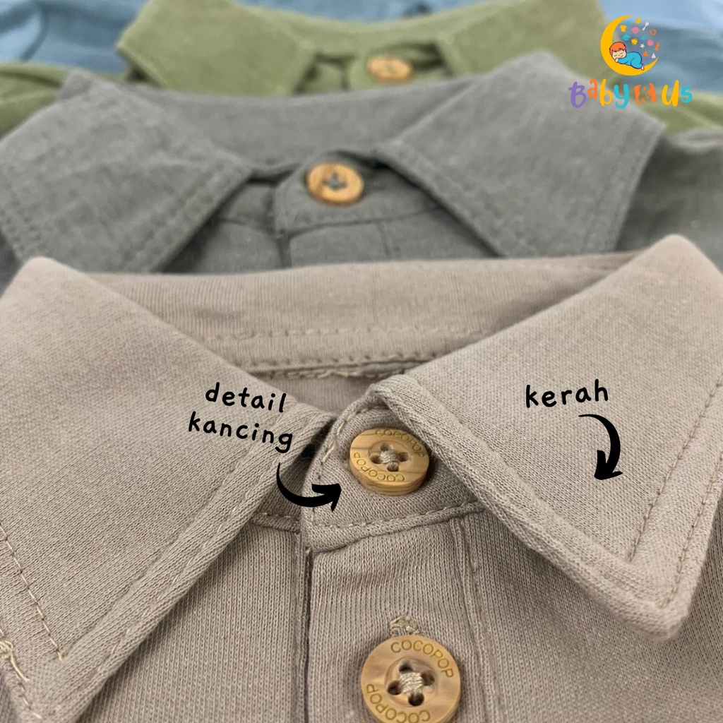 Cocopop Polo Jumper - Jumper Kerah Kancing Lengan Pendek Bayi 0-6 6-12 12-18 bulan