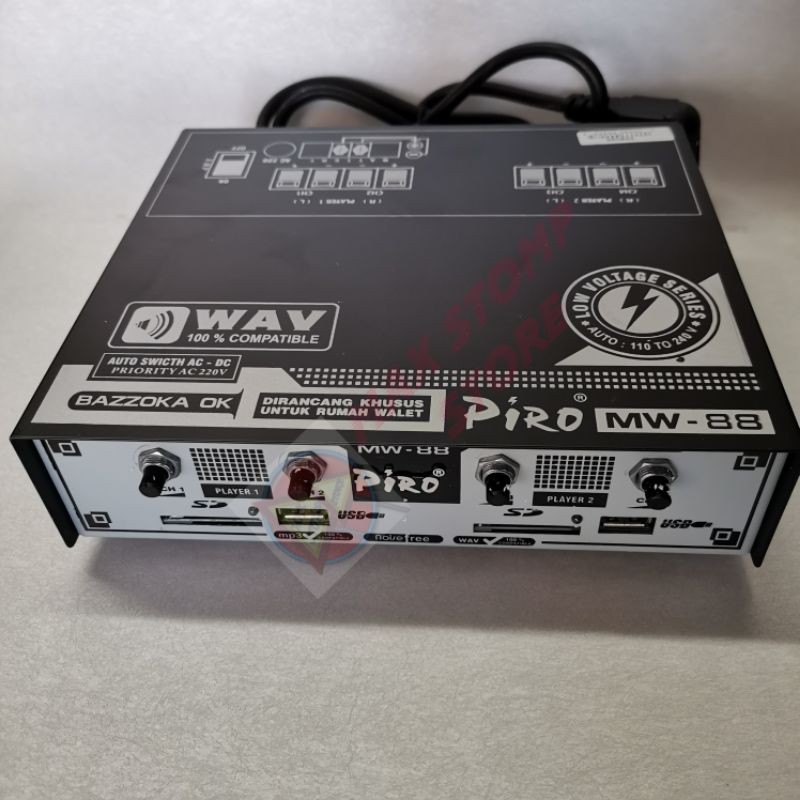 MW88 Piro Mesin Ampli Walet 4 Chanel 2 Player AC DC Auto Switch
