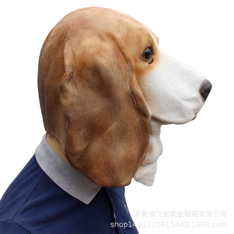 TOL-22 topeng latex beagle puppies puppy anjing dog head mainan prank halloween