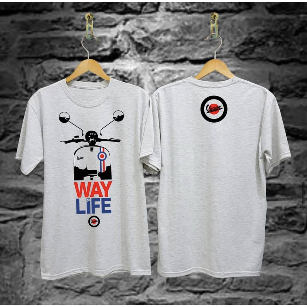 COD IndoDistro Kaos Distro Vespa Way Baju Motor Putih Pria Wanita Cotton