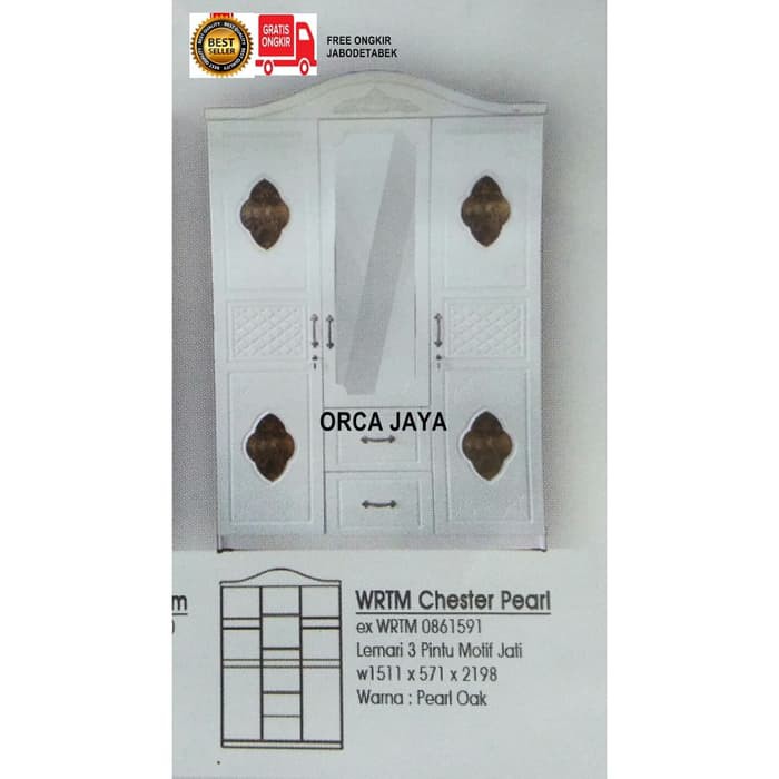 WRTM CHESTER PEARL Lemari Pakaian 3 Pintu Olympic jumbo