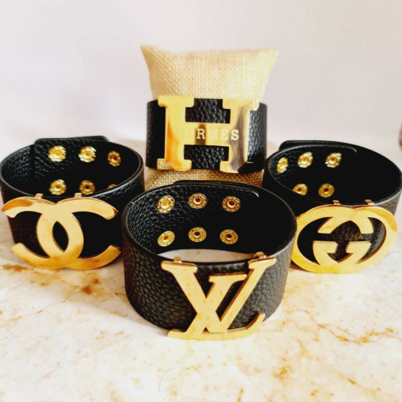 Fourfashion Gelang Jam Kulit Titanium Premium Limited Super Black