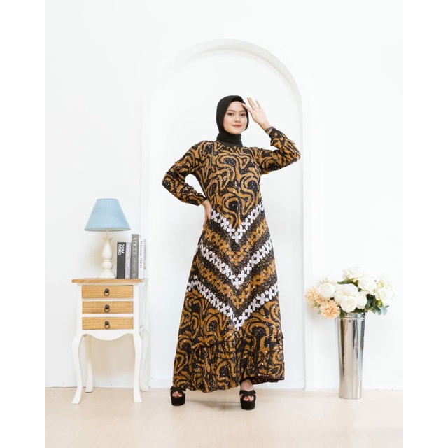 Gamis Batik cap Malaman/Gamis Rayon/ Gamis Twill