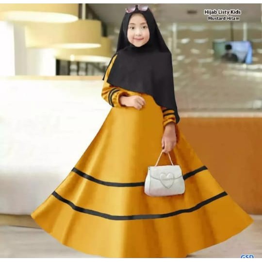 LISTY SYARI KIDS 9-12 Tahun MOSCREPE Dapat GAMIS + HIJAB Gamis Anak Perempuan Gamis Anak Murah 2021