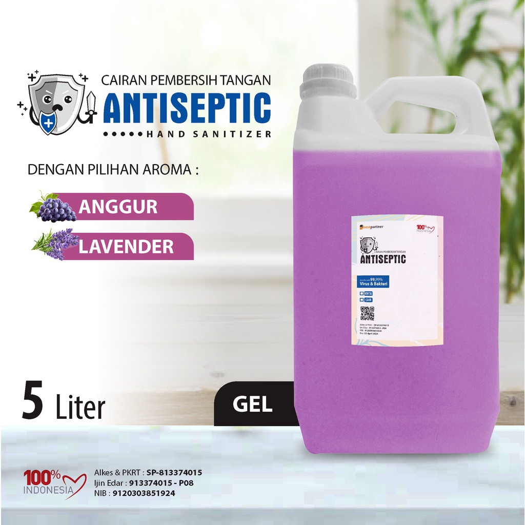 Hand Sanitizer Gel Antiseptic Variasi Aroma Segar 5 Liter / Varian Aroma Segar 5 LITER Jerigen