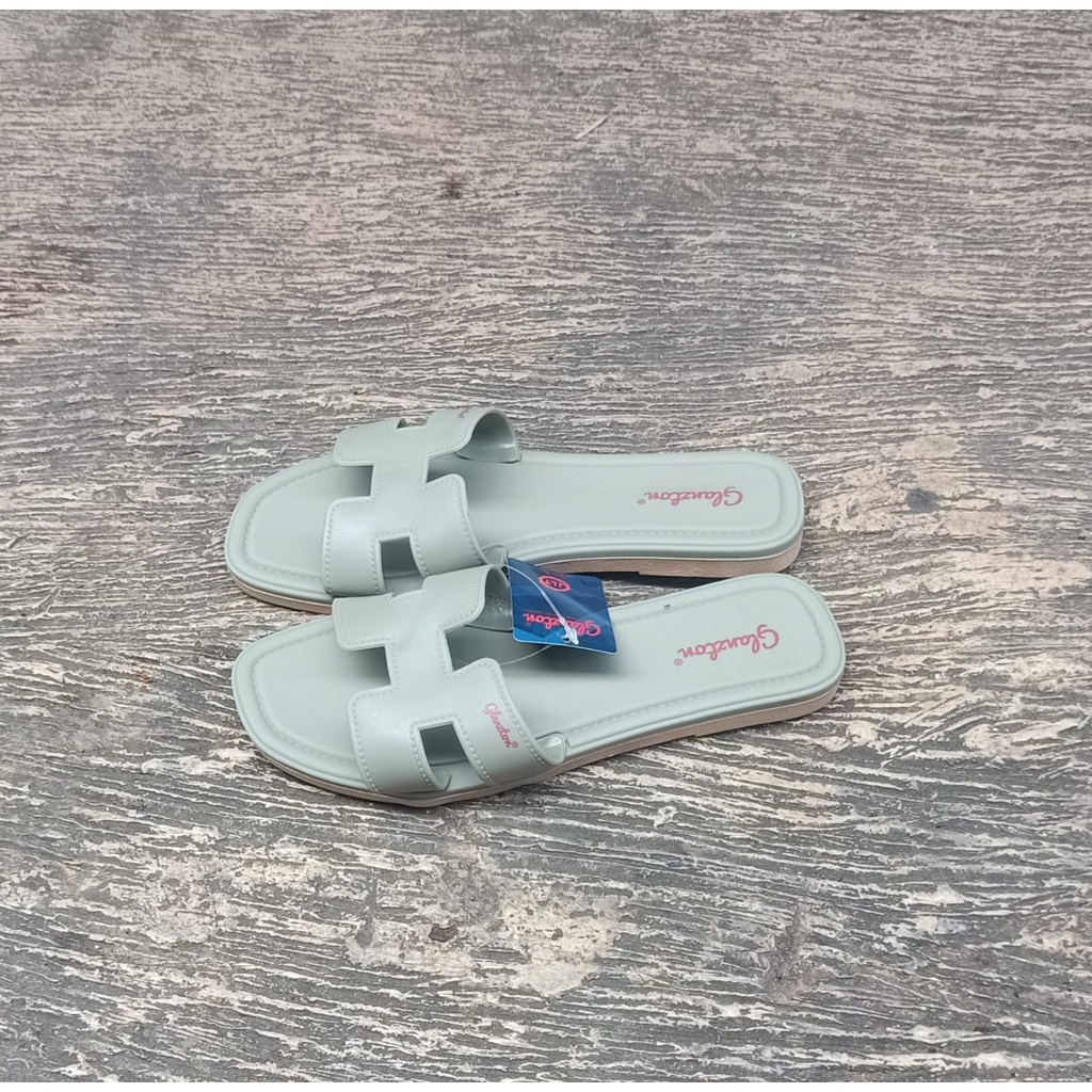 GLAZTON 1838 SANDAL JELLY WANITA SENDAL KARET JELLI WEDGES PEREMPUAN-HIJAU GLZ