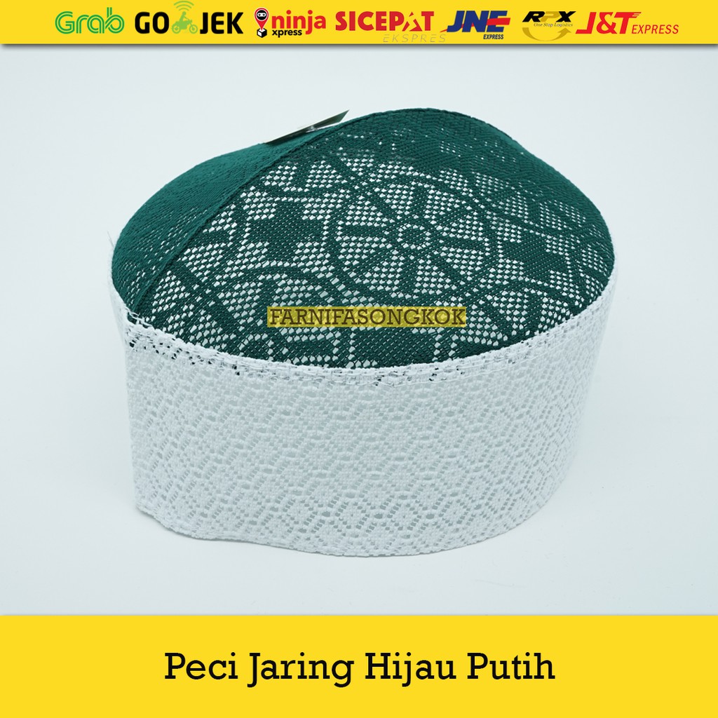 Peci Jaring Hijau Putih