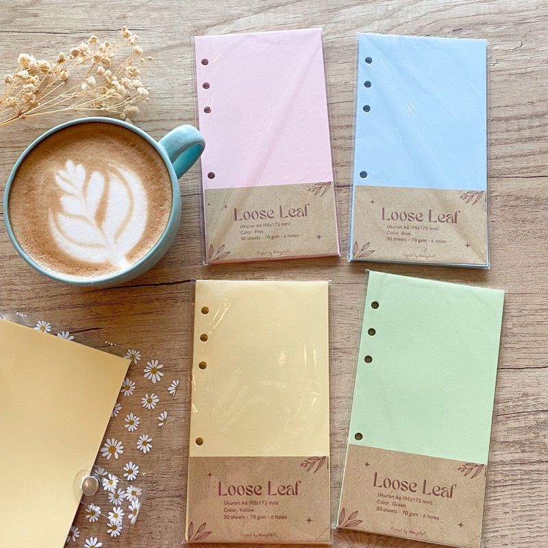 

Isi binder loose leaf ukuran A6 ring 6 warna pastel