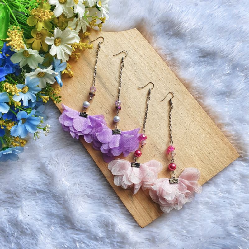 MURAH / Anting Hijab Anting Jilbab Sifon kristal Simple cantik Kekinian  Nissa Sabyan Sepasang