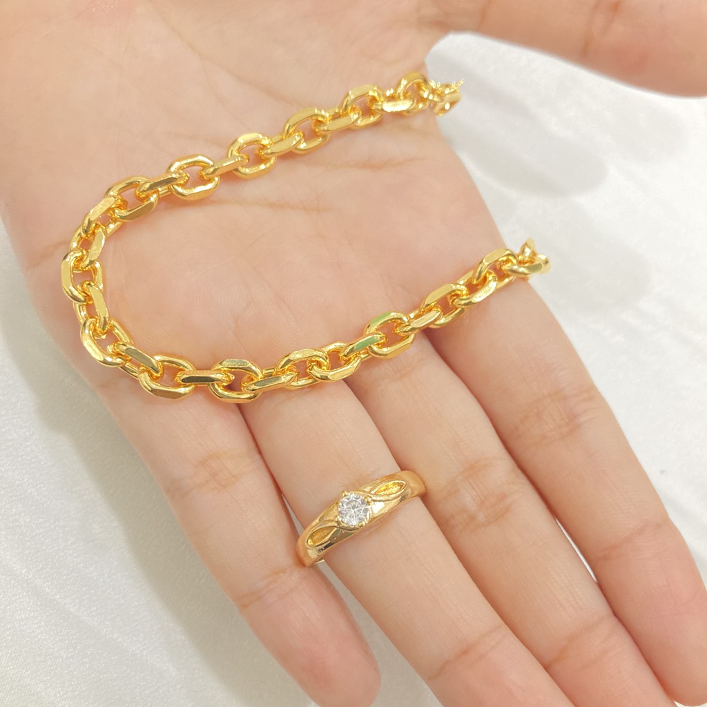 Set Gelang Cincin Lapis Emas Simple Aksesoris Perhiasan