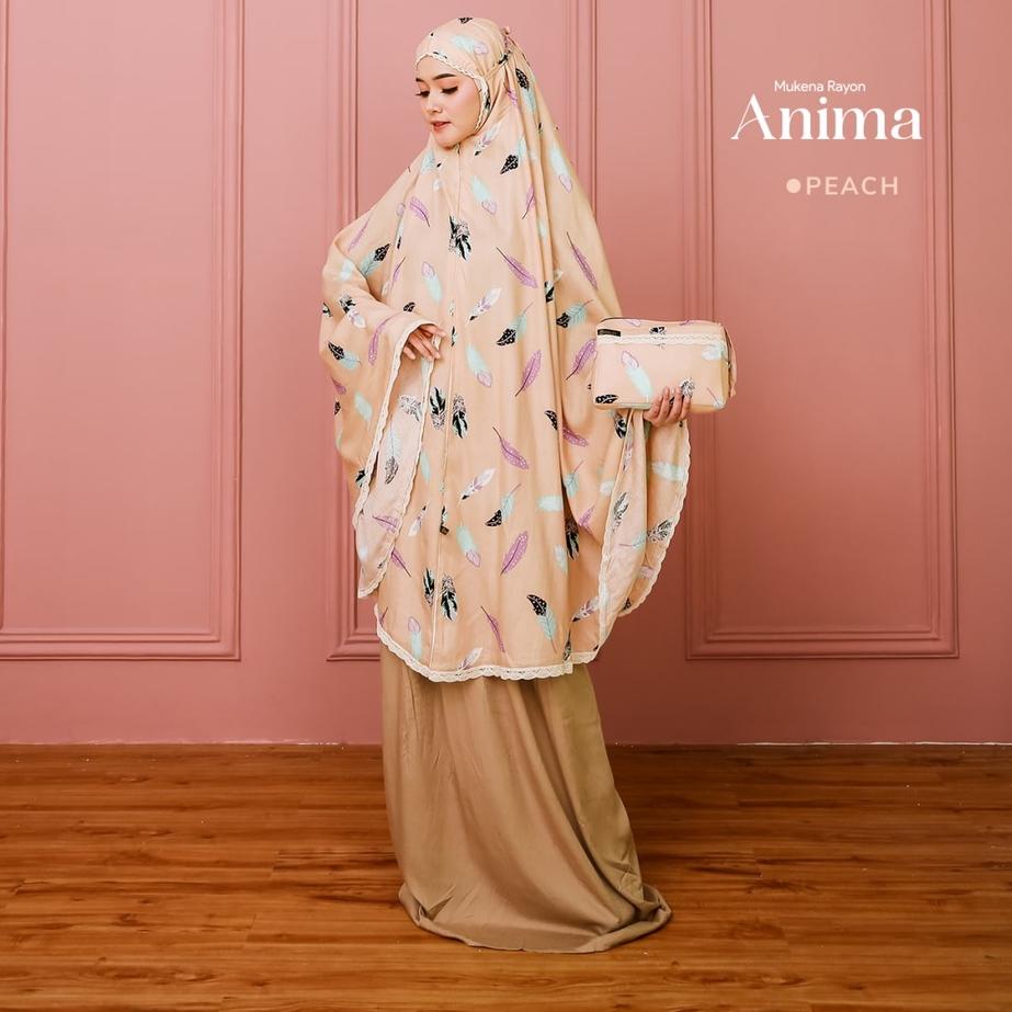 ㊒ Mukena Mukenah Dewasa Travel Traveling Bahan rayon jumbo Premium Motif Anima 2 in 1 Bahan Adem Lem