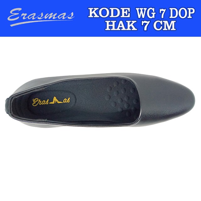 Sepatu Wedges Hitam Erasmas Hak 7 Cm Persit Bhayangkari Polwan Formal Kantor