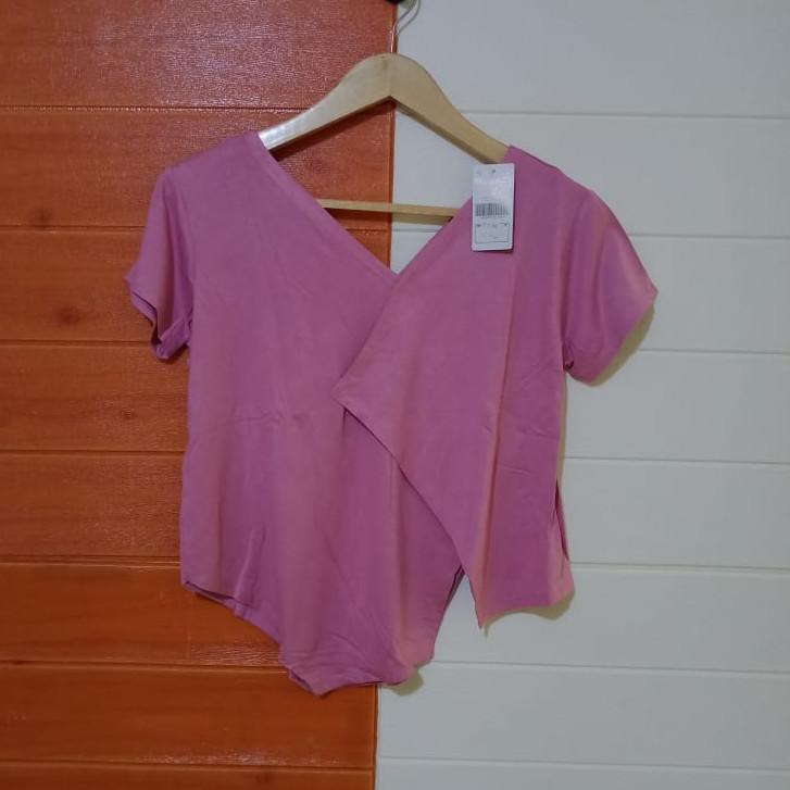 ⅍ atasan kaos pendek wanita K-Vneck/kaos terbaru/atasan wanita/kaos spandex rayon/kaos polos shabhir