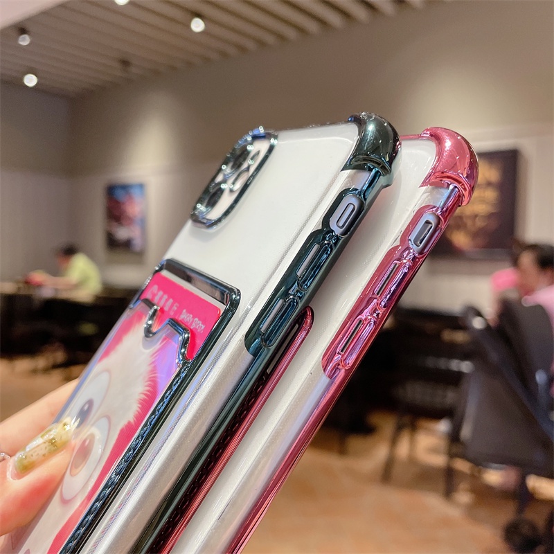 【Lange case iphone】 Electroplating card holder for iphone 12 pro max 11 pro max Xs max XR7/8/se2020 7plus/8plus soft shell protection casing iphone