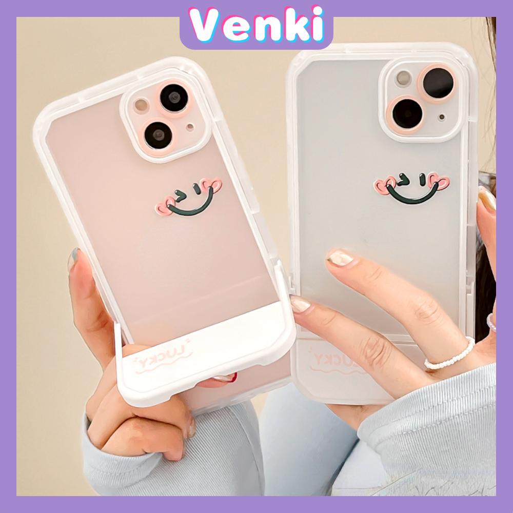 iPhone Case Silicone Soft Case Clear Case Folding Stand Shockproof Protection Camera Smiley Simple Cute Compatible For iPhone 11 iPhone 13 Pro Max iPhone 12 Pro Max iPhone 7Plus xr