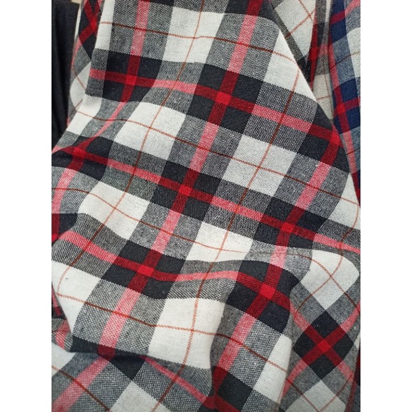 LINEN - bahan kain linen kotak" tartan