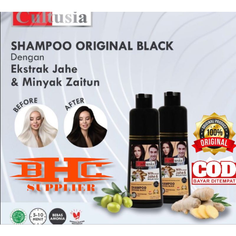 CULTUSIA SHAMPOO BLACK PENGHITAM UBAN INSTAN 160ML / SHAMPO SEMIR RAMBUT ORIGINAL 160ML