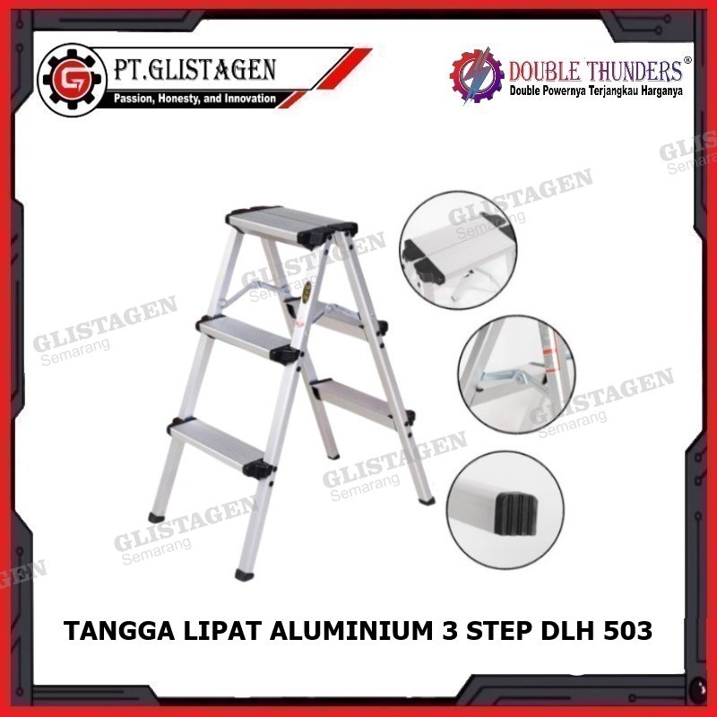 Tangga Lipat Aluminium 3 Step Pendek Household Mini Ladder DLH 503 DT
