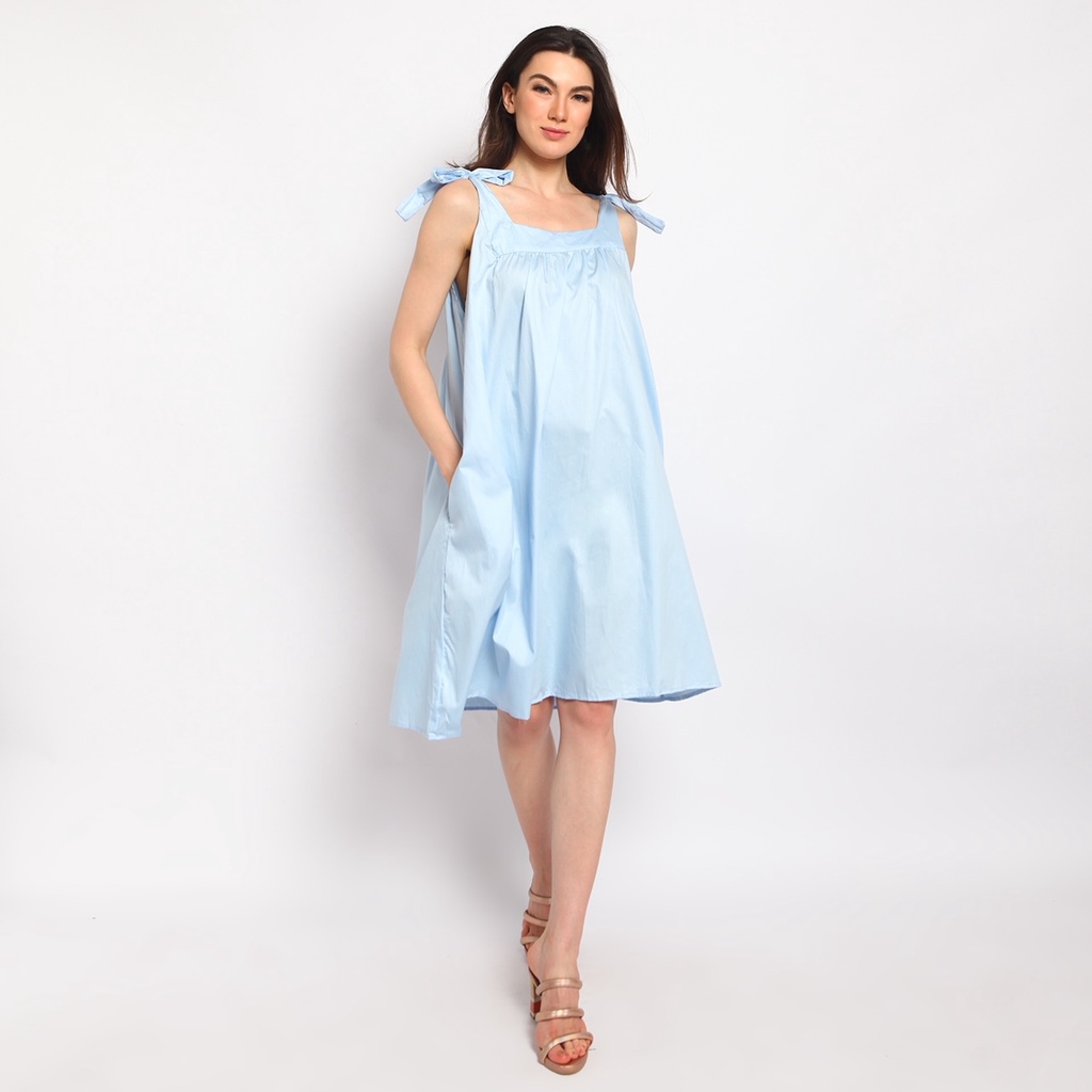 Savana Beachwear - DECKLYN SHORT DRESS dress pantai bali wanita a line midi biru putih cantik korea