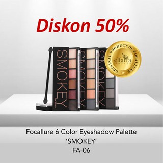  ORIGINAL BPOM FOCALLURE EYESHADOW PALETTE  6 WARNA  SMOKEY 