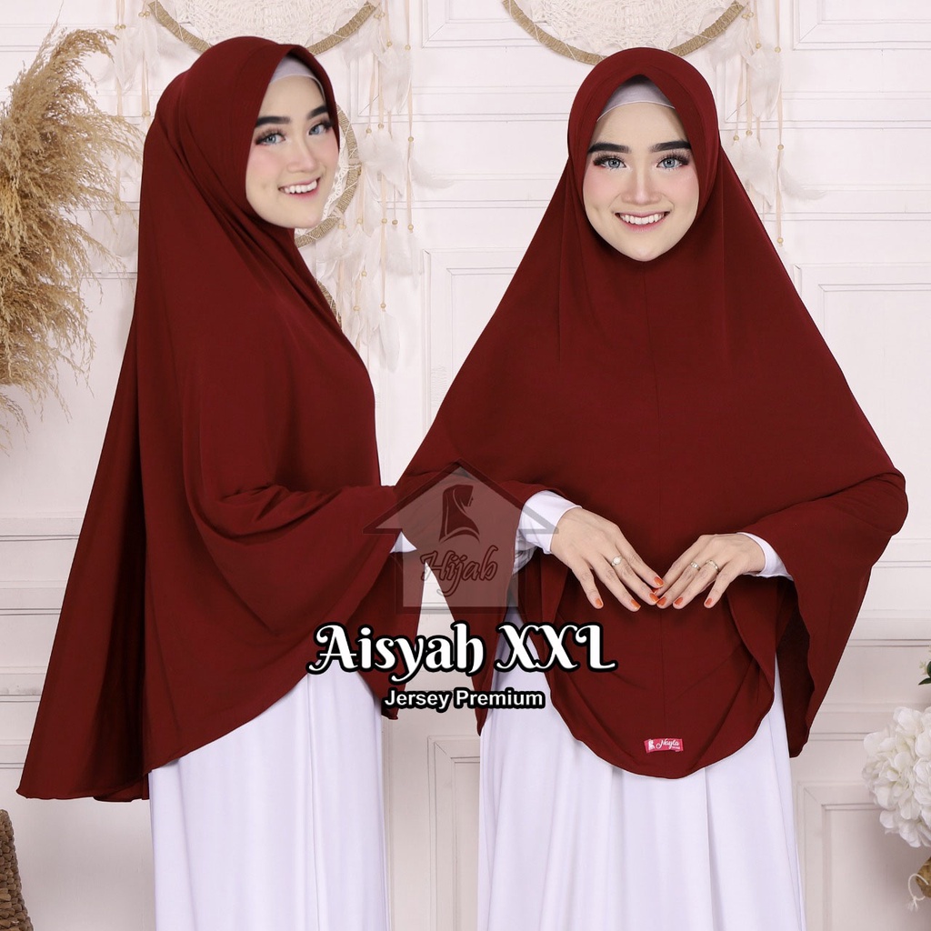 Kerudung Instan Jersey Jumbo Aisyah M,L,XL,XXL Jilbab Jersey Premium Hijab Bergo Polos Rumah Hija'b-3
