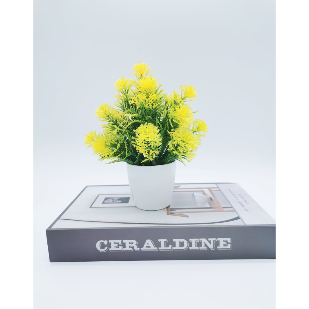 BOS982 Bunga Plastik / Pajangan Bunga Artifisial-Kuning