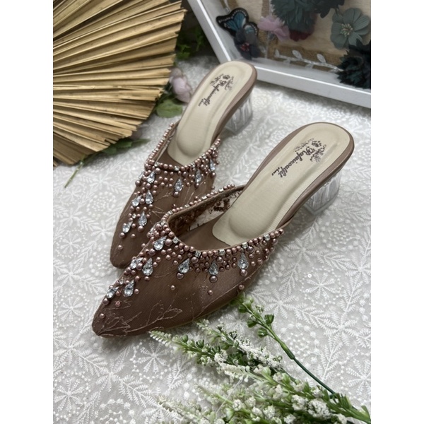 Rafaizoutfit sepatu wanita sintya mocca tinggi 5cm kaca