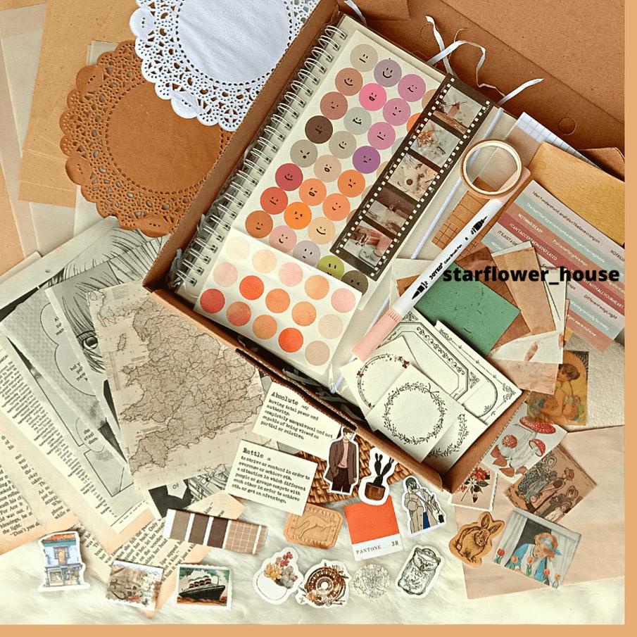 ✨IMPORT✨Journal kit Vintage DIY Scrapbook kit Journaling set murah bullet journal Bujo kit murah jur