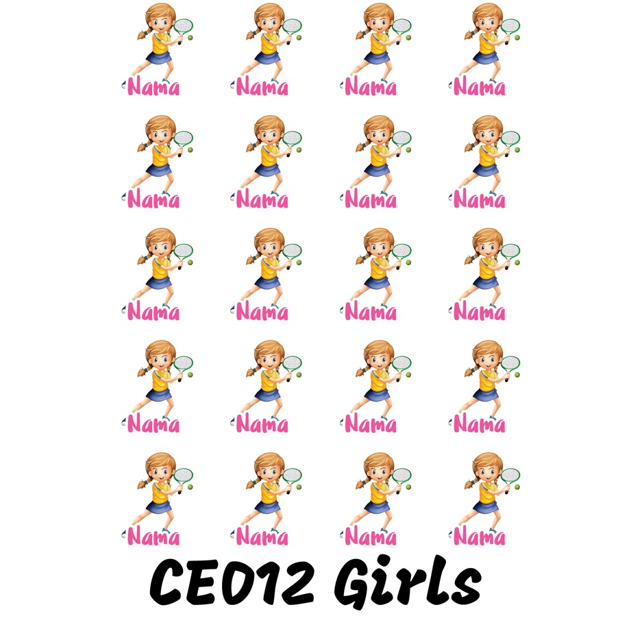 

Sticker Nama Cutting Label Waterproof Tahan Air Girls Sport 12 (CE012)