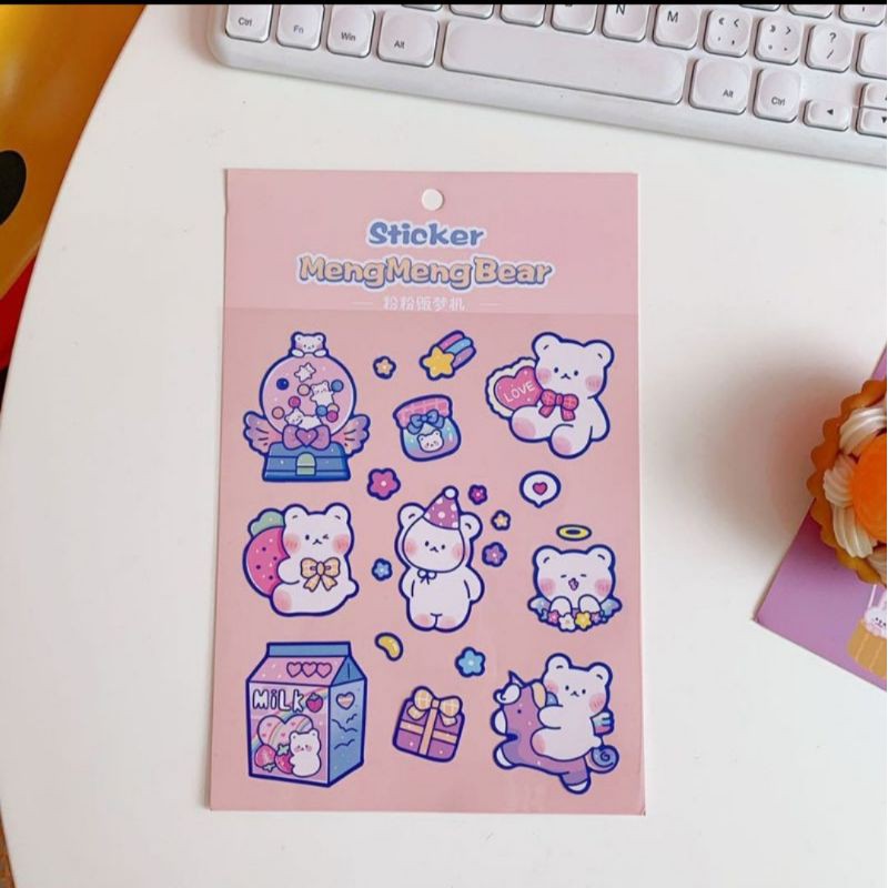 

Stiker Tahan Air boneka beruang lucu dan aesthetic - Meng-Meng Bear