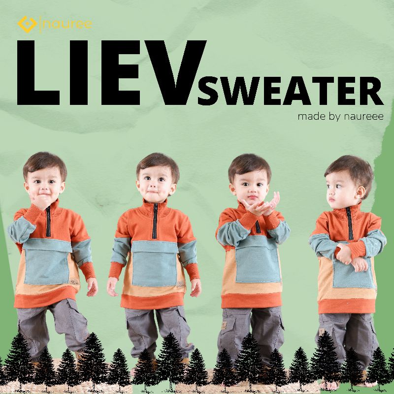 Nauree - Sweater Liev Aanak Laki Laki Umur 1 2 3 4 5 6 7 8 Tahun Basic Polos Sweter Bahan Terry Combed Halus Berkualitas Setelan Anak Kekinian Import Korea Styyle Menyerap Keringat Dingin Tidak Panas