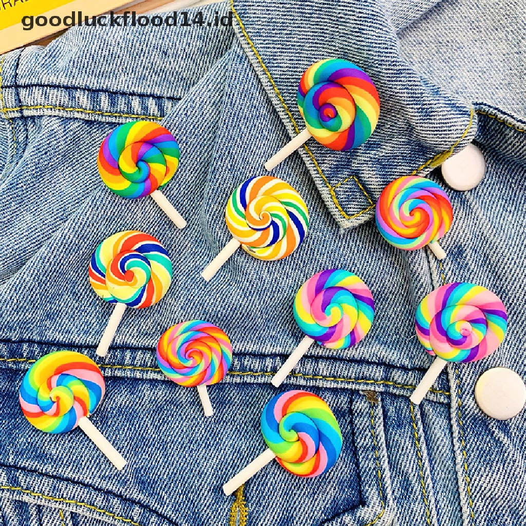 [OOID] Rainbow Colorful Lollipop Brooch Charms Pin DIY Handmade Jewelry Accessories ID