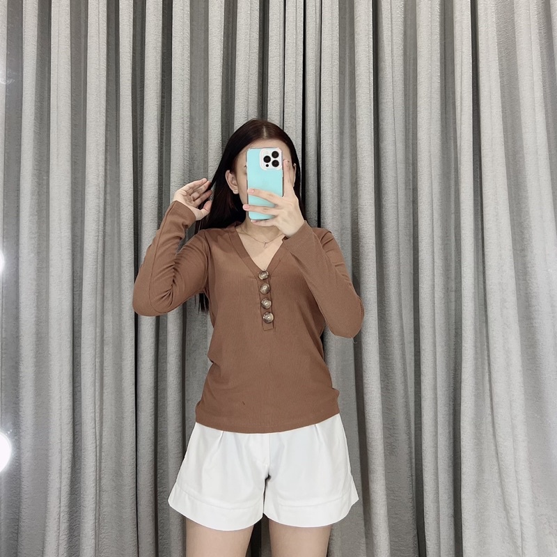 Aurel button longsleeve 032 | Atasan rajut | Atasan lengan panjang