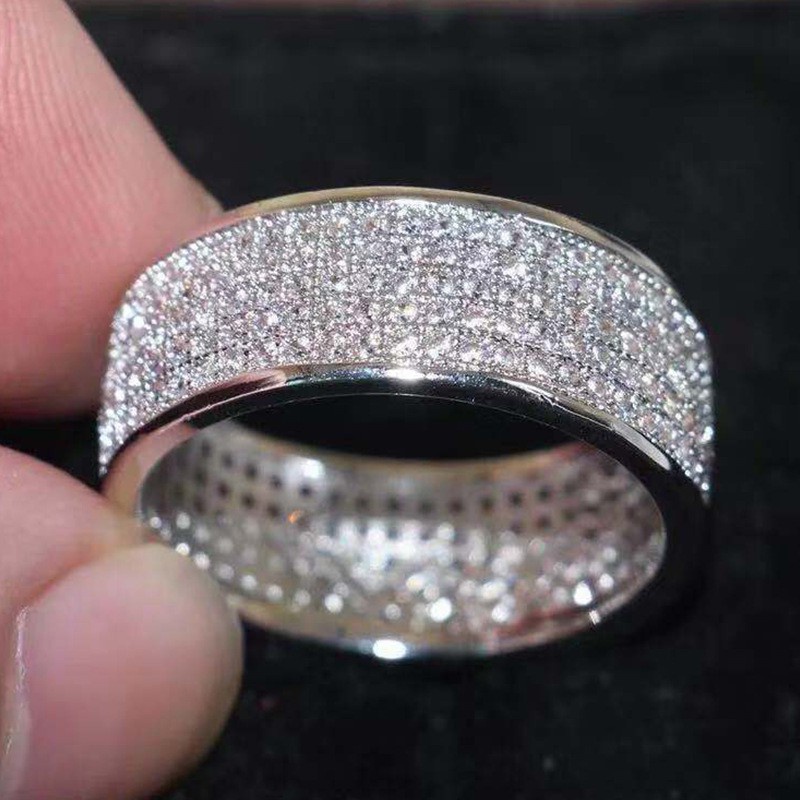 Cincin Pertunangan Berlian Platinum Mewah Fashion Pria dan Wanita