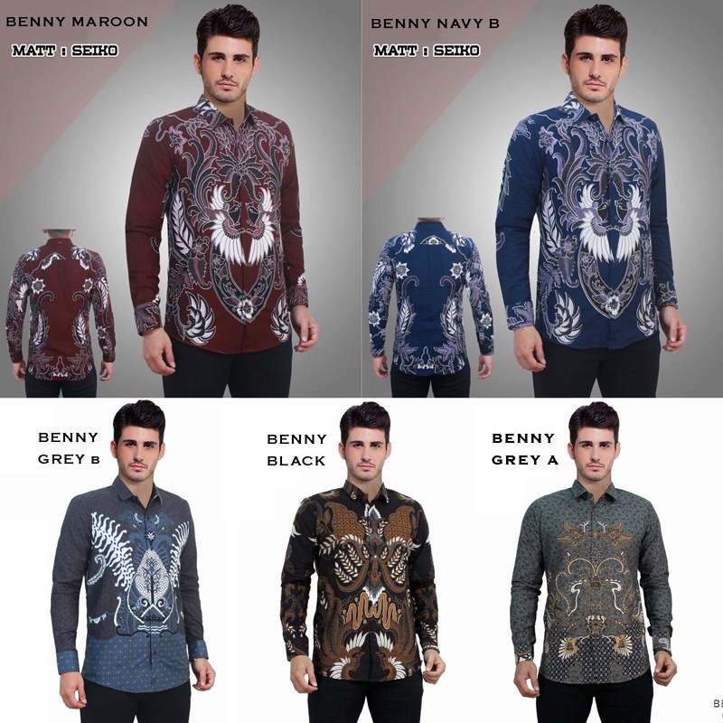 Evercloth Benny Kemeja Batik Lengan Panjang Pria Couple Hem Sarimbit Seragam