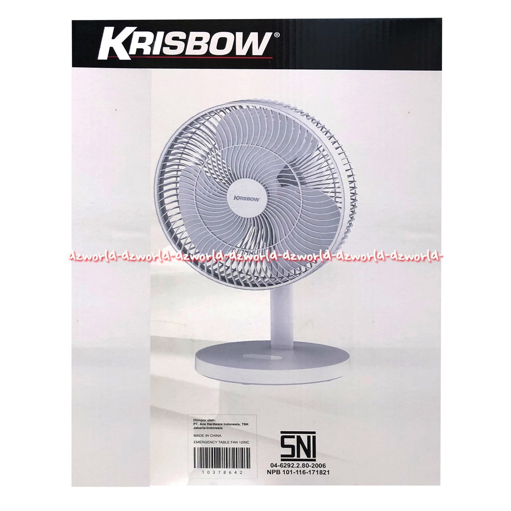 Krisbow Emergency Table Fan 12inch White Kipas Angin Meja Mini Putih