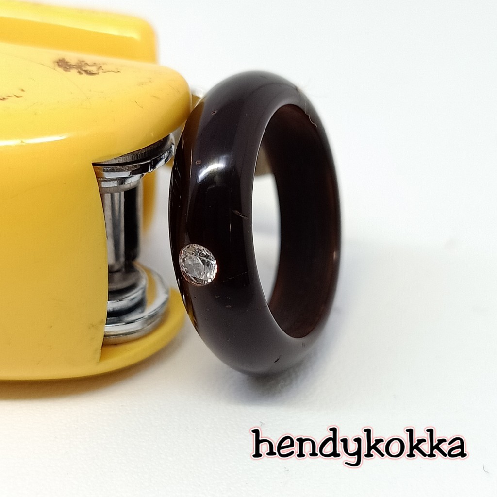 (PALING MURAH) cincin kokka kaukkah bulat polos mata satu hitam