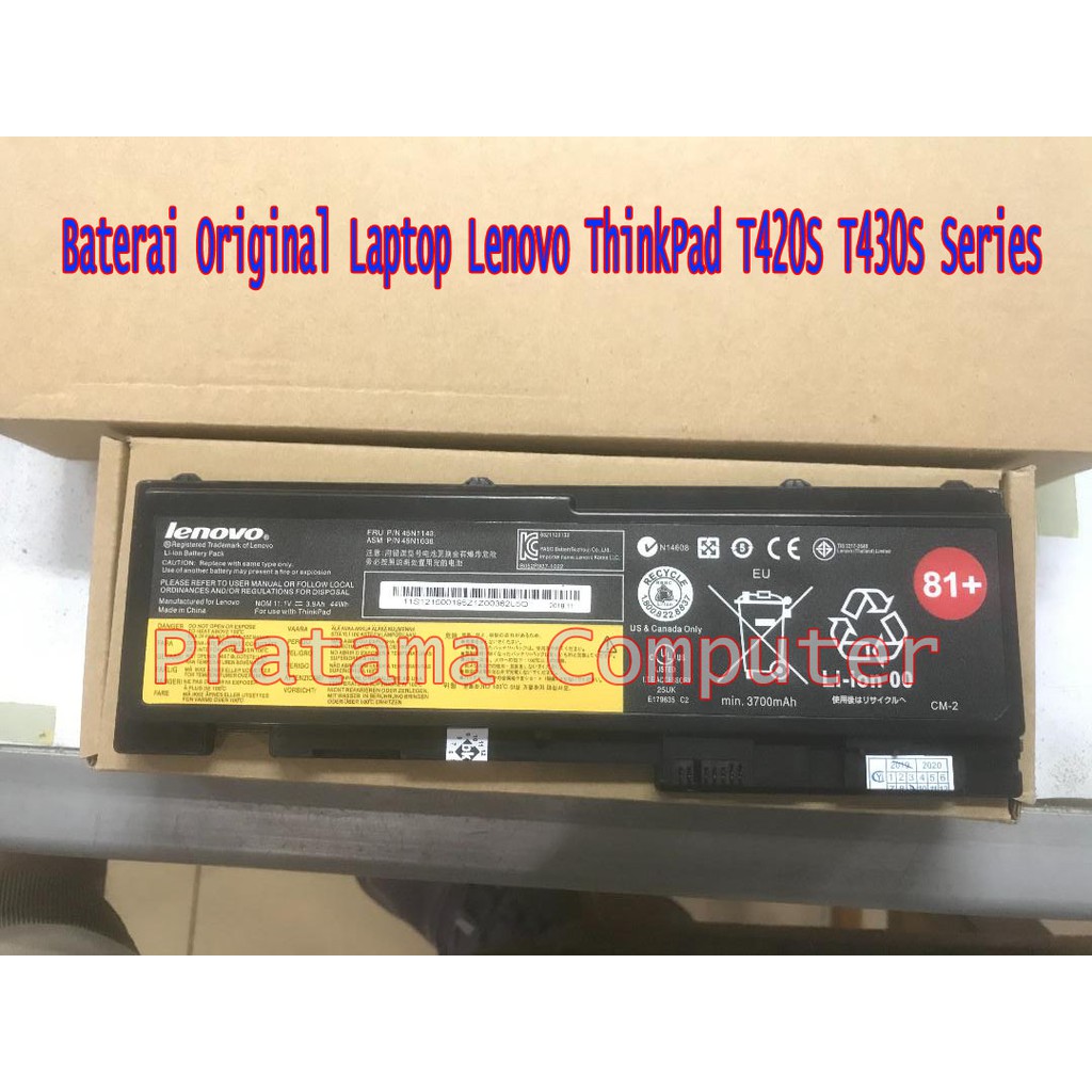 Baterai Original Laptop Lenovo Thinkpad T420S T430S Series 81+