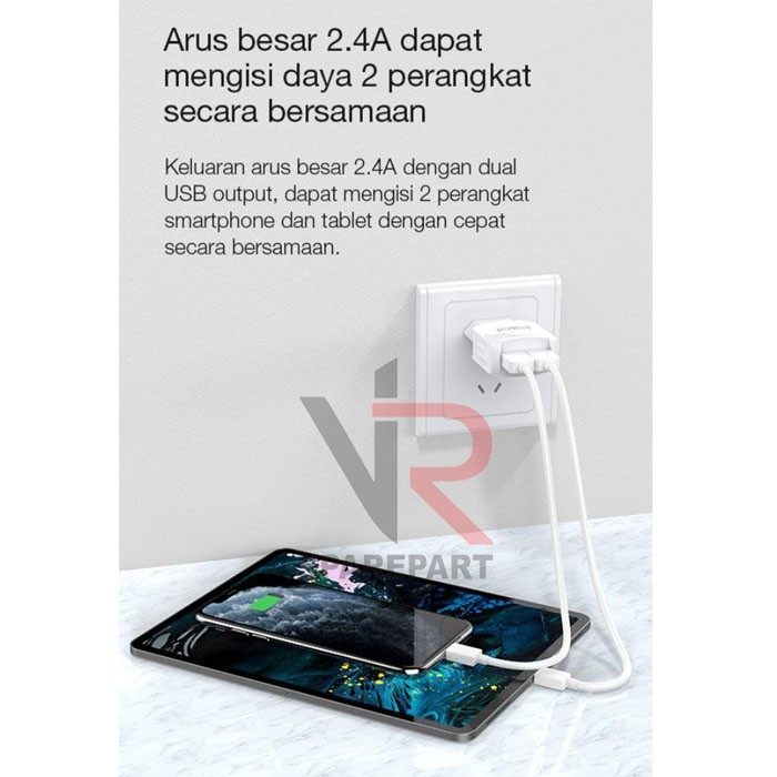 BATOK ROBOT RT - K6 2.4A BATOK KEPALA CHARGER DUAL OUTPUT 2.4A