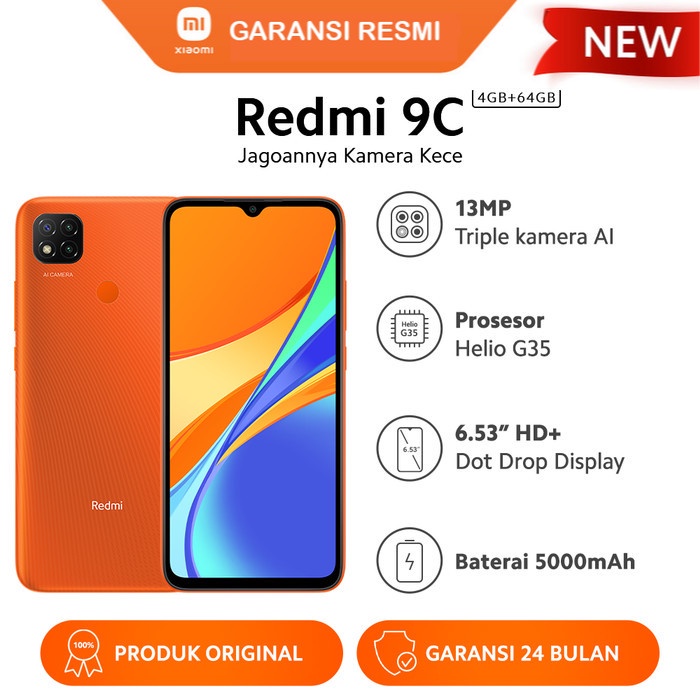 HANDPHONE XIAOMI REDMI 9 C 4/64 GB / HP XIAO MI REDMI 9C 4/64GB GARANSI RESMI